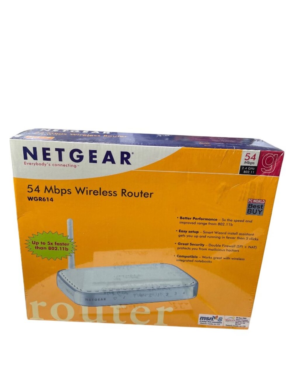 NetGear WGR614 V5 wireless router 54 mbps 2.4 GHZ sealed new SKU 10-801
